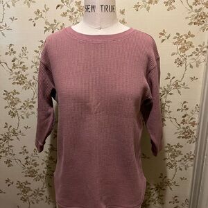 Uniqlo Dusty Pink Waffle Knit Top